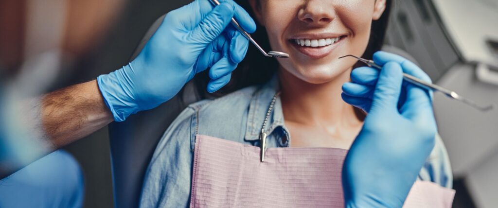 closeup of woman getting regular dental exam dentist in Nashville Tennessee