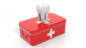 3D image of tooth on a first aid kit dental emergency dentist in Nashville Tennessee